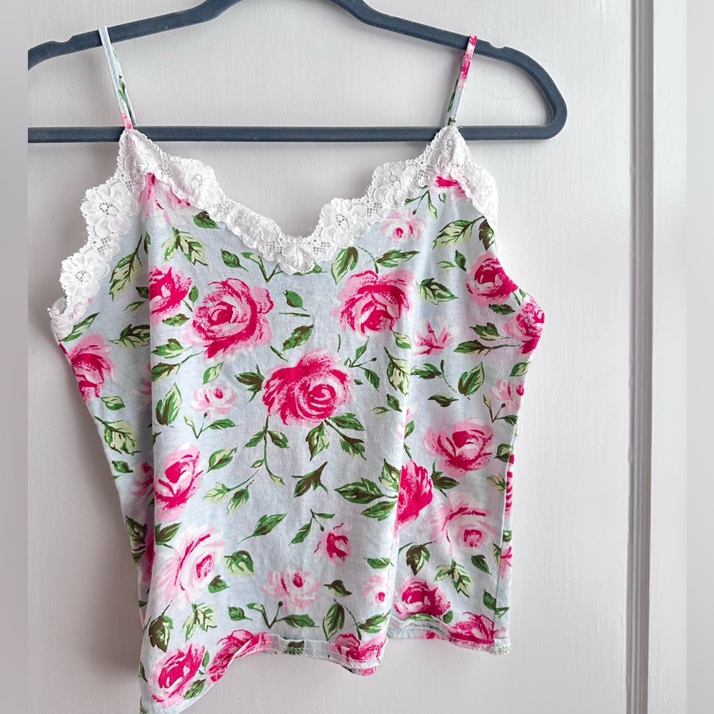 Vintage Harve Benard Pink Floral Camisole with Lace